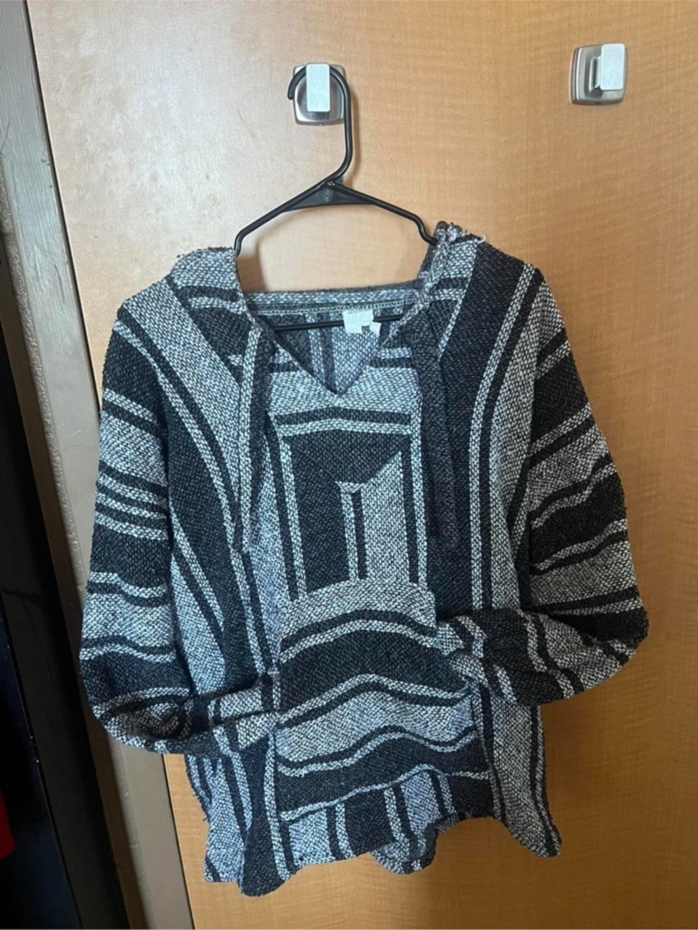 Black & Gray Striped Baja Hoodie for Women